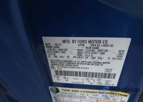 2012 Ford F-150 Xlt из США, поврежденный, VIN 1FTEW1CM6CKE31413